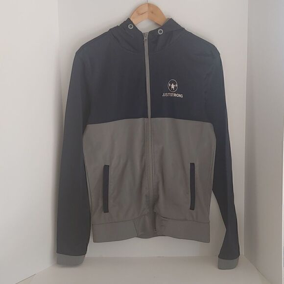 Just Strong Women's Zip Front Hoodie Jacket Navy and Grey Size M - Picture 1 of 13